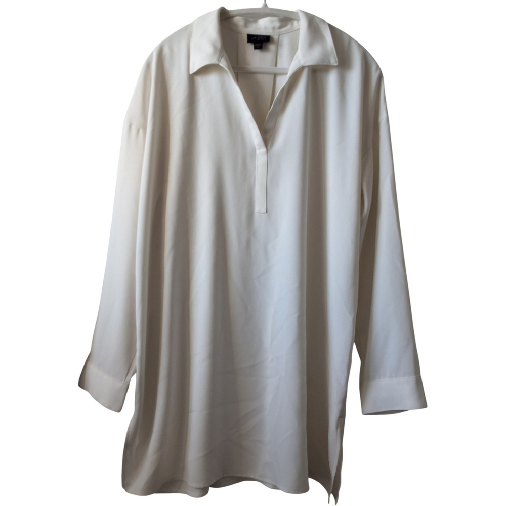 J.Jill Wearever LT Easy Care Long‎ Sleeve Tunic Blouse Oversized Costal Grandma